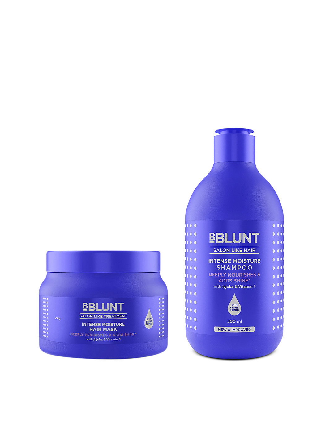 BBLUNT Intense Moisture Hair Mask 250g & Shampoo 300ml With Jojoba & Vitamin E