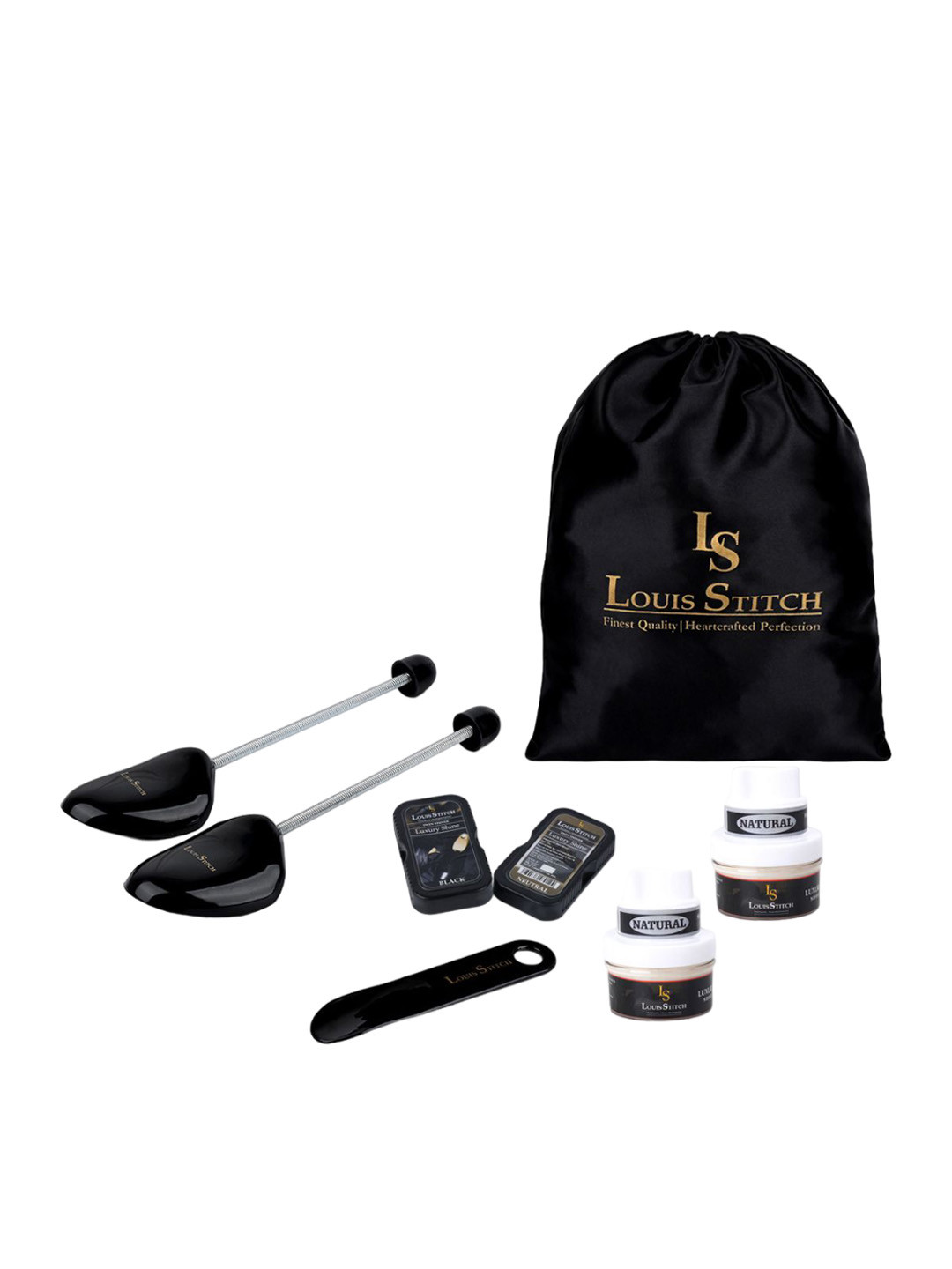 LOUIS STITCH Shoe Tree, Shoe Horn, Shoe Bag, Shoe Cream and Twin Shiner Premium Shoe Combo