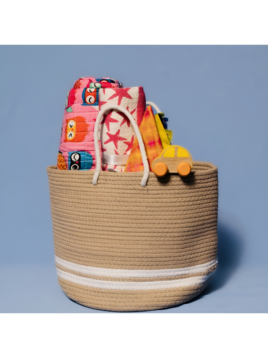 MASU LIVING Pink & White Printed Cotton Baby Hamper Home Gift Set