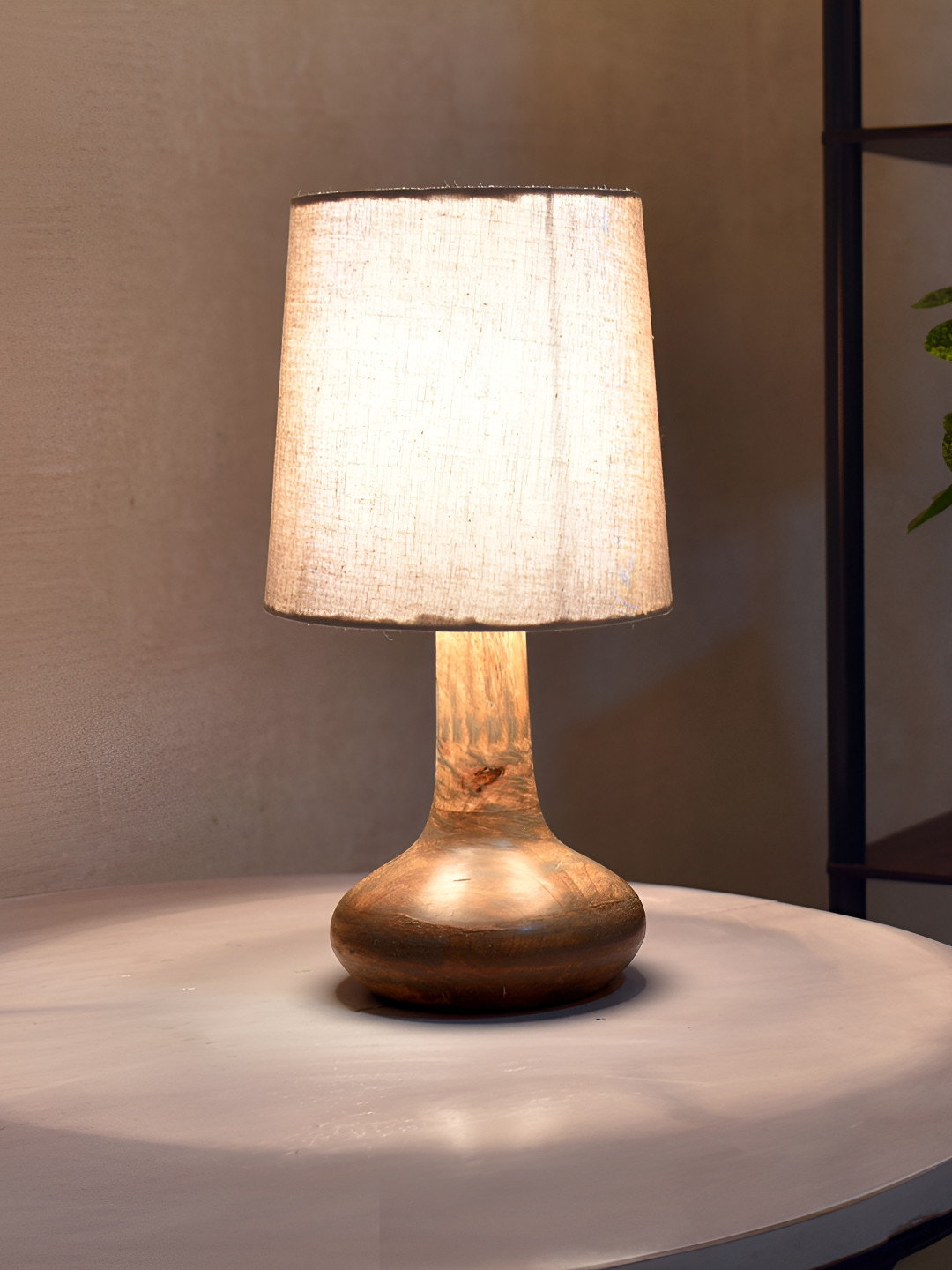 Homesake Grey Wood Wooded Contemporary Cylinder Table Lamp