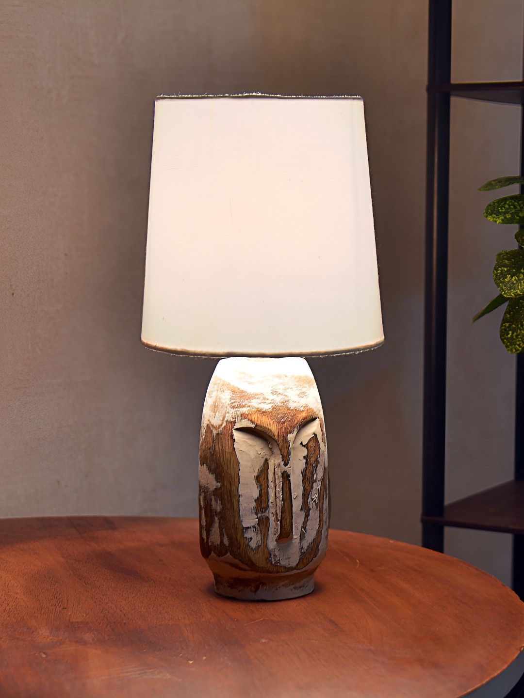 Homesake White Wooded Contemporary Cylinder Table Lamp