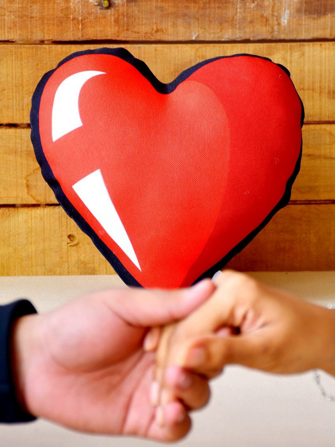 Indigifts Red Heart Shaped Reversible Filled Cushion