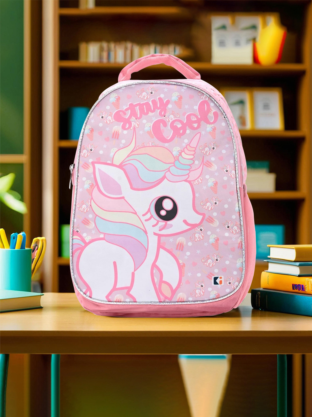 Kuber Industries Disney Unicorn Boys and Girls School Bag College Bag for Travel Pink