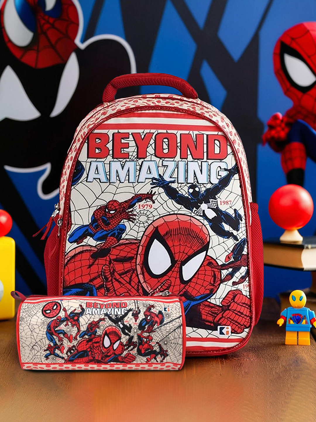 Kuber Industries Unisex Graphic 2 Pcs School College Bag Pencil Pouch Combo Set Backpack