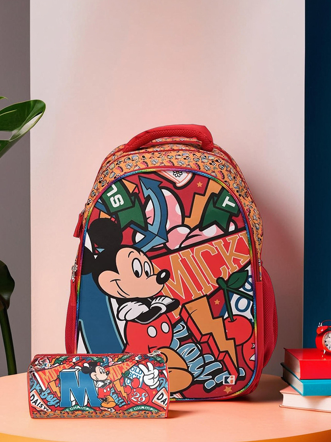 Kuber Industries Kids disney mickey school set bag and pencil pouch for boy combo
