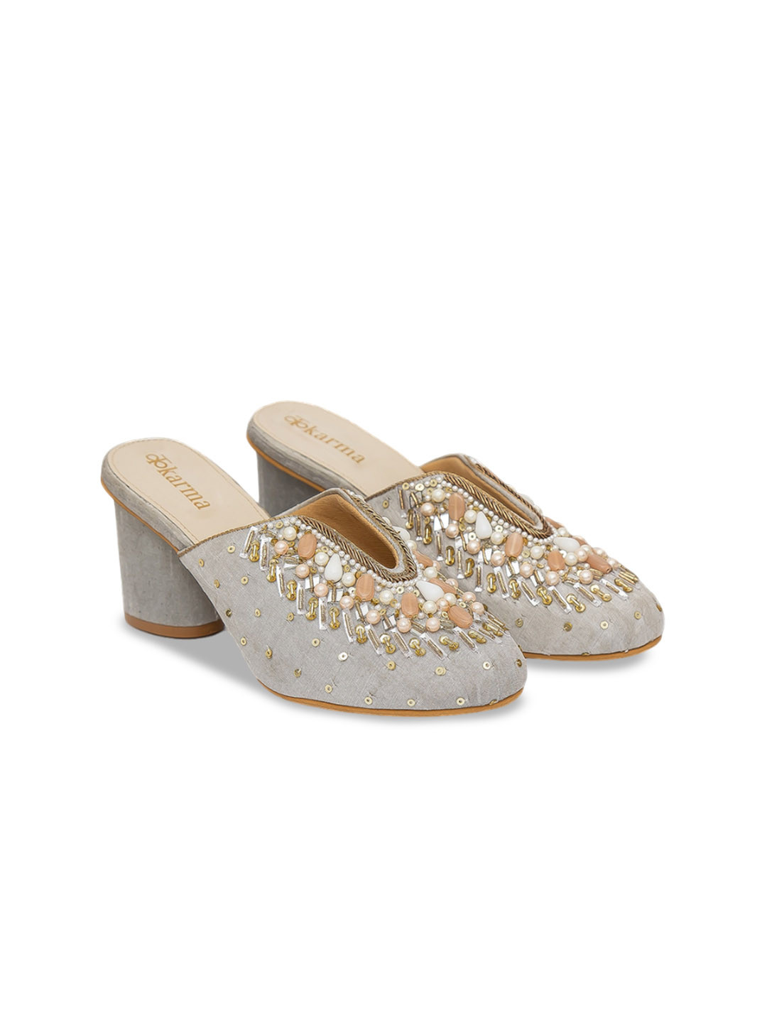 Kkarma Pu Embellished PU Block Mules