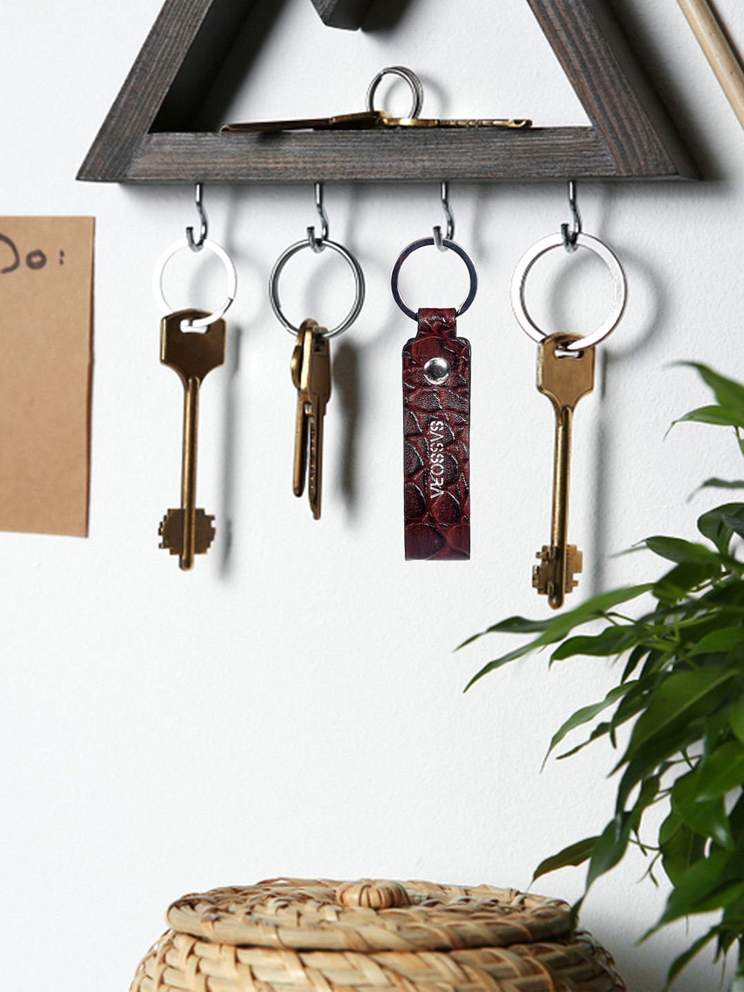 Sassora Set of 2 Logo Printed Leather Key Chain