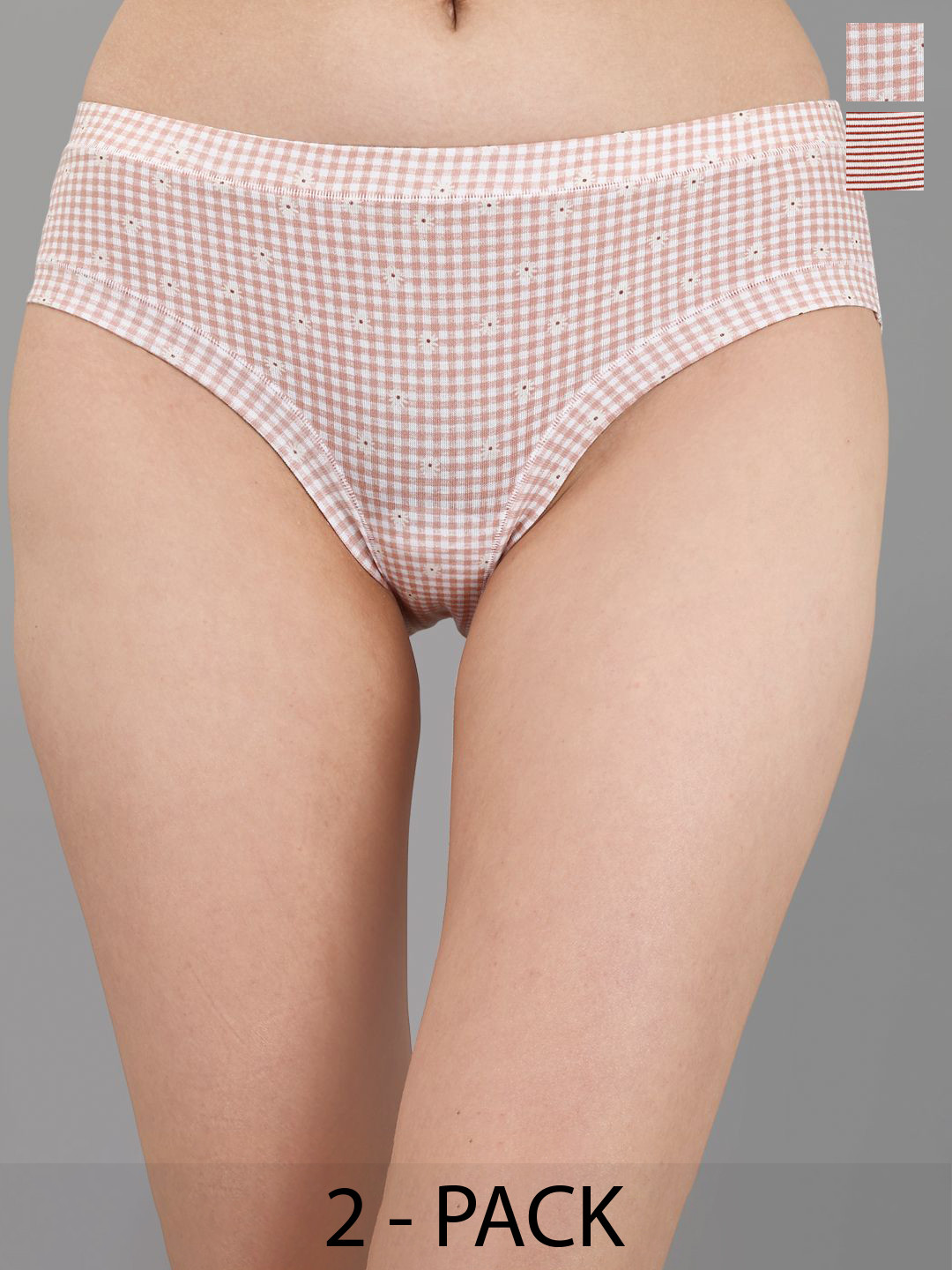 Soie Pack Of 2 Mid Rise Seamless Hipster Briefs 2CK-33 P- 11