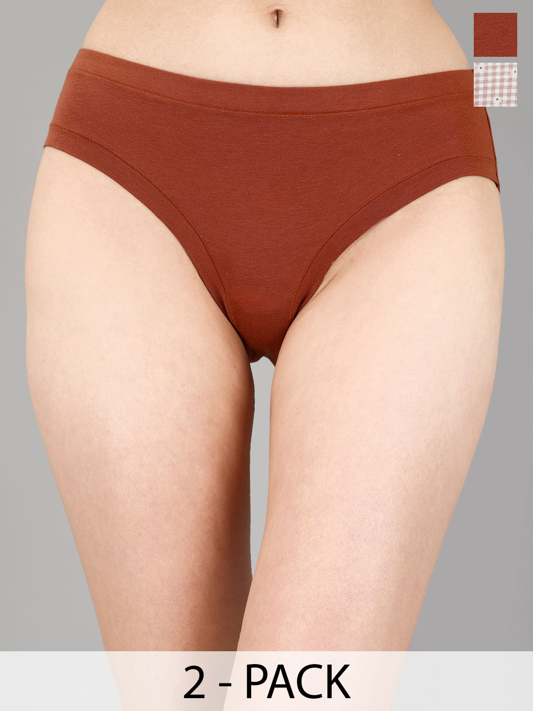 Soie Pack Of 2 Seamless Mid Rise Anti Bacterial Hipster Briefs 2CK-33 P- 9