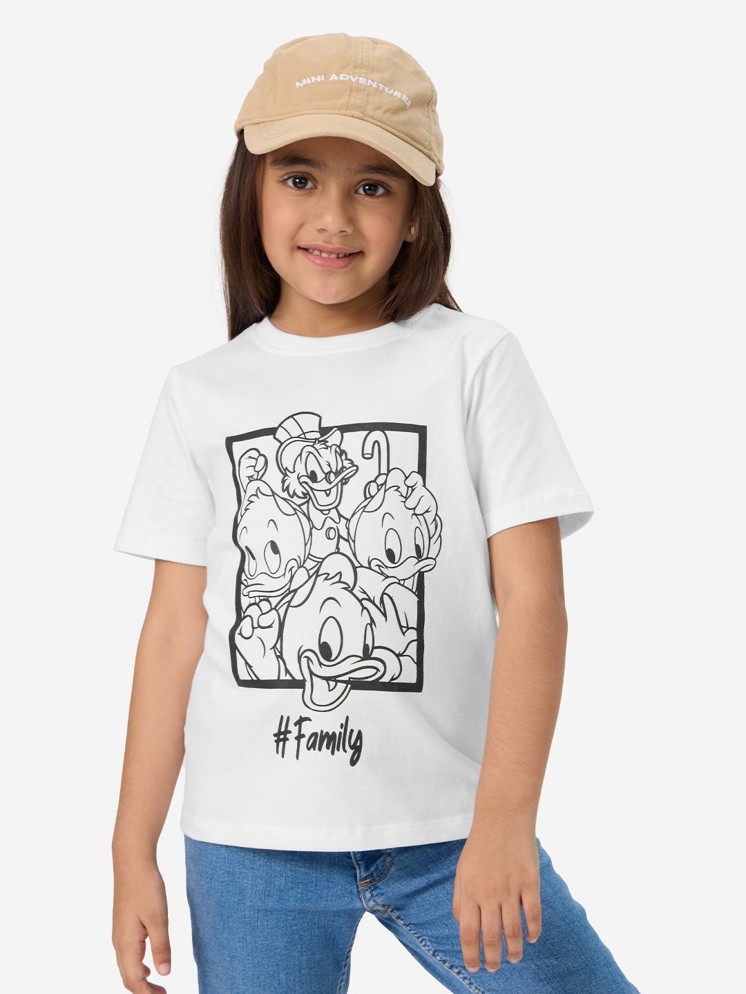 The Souled Store Girls Donald Duck Graphic Printed Cotton T-shirt With Fevicryl 3D Colours