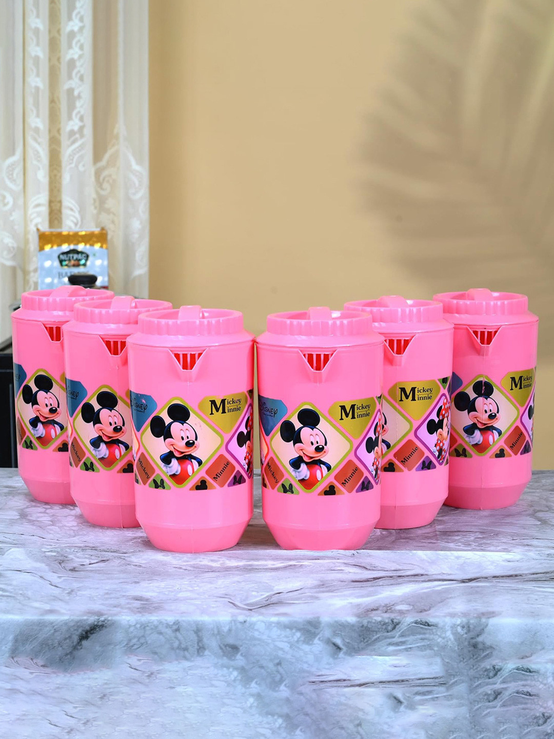 Kuber Industries Pink 6 Pieces Printed Water Jug 2L each