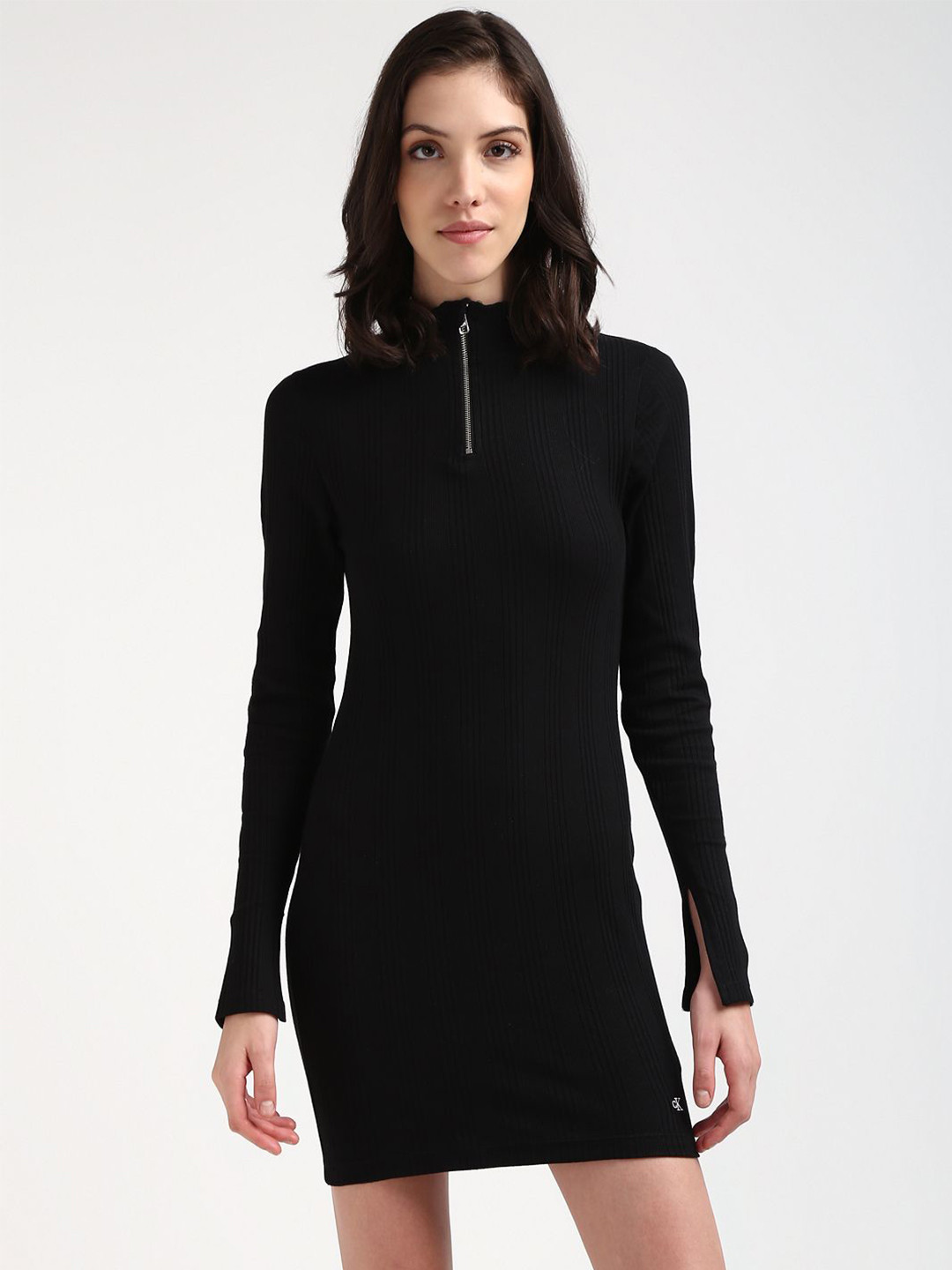 Calvin Klein Jeans Women Mock Neck Long Sleeves Bodycon Dress
