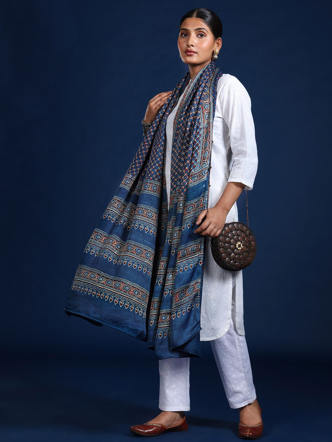 Taavi Block Printed Ajrakh Dupatta