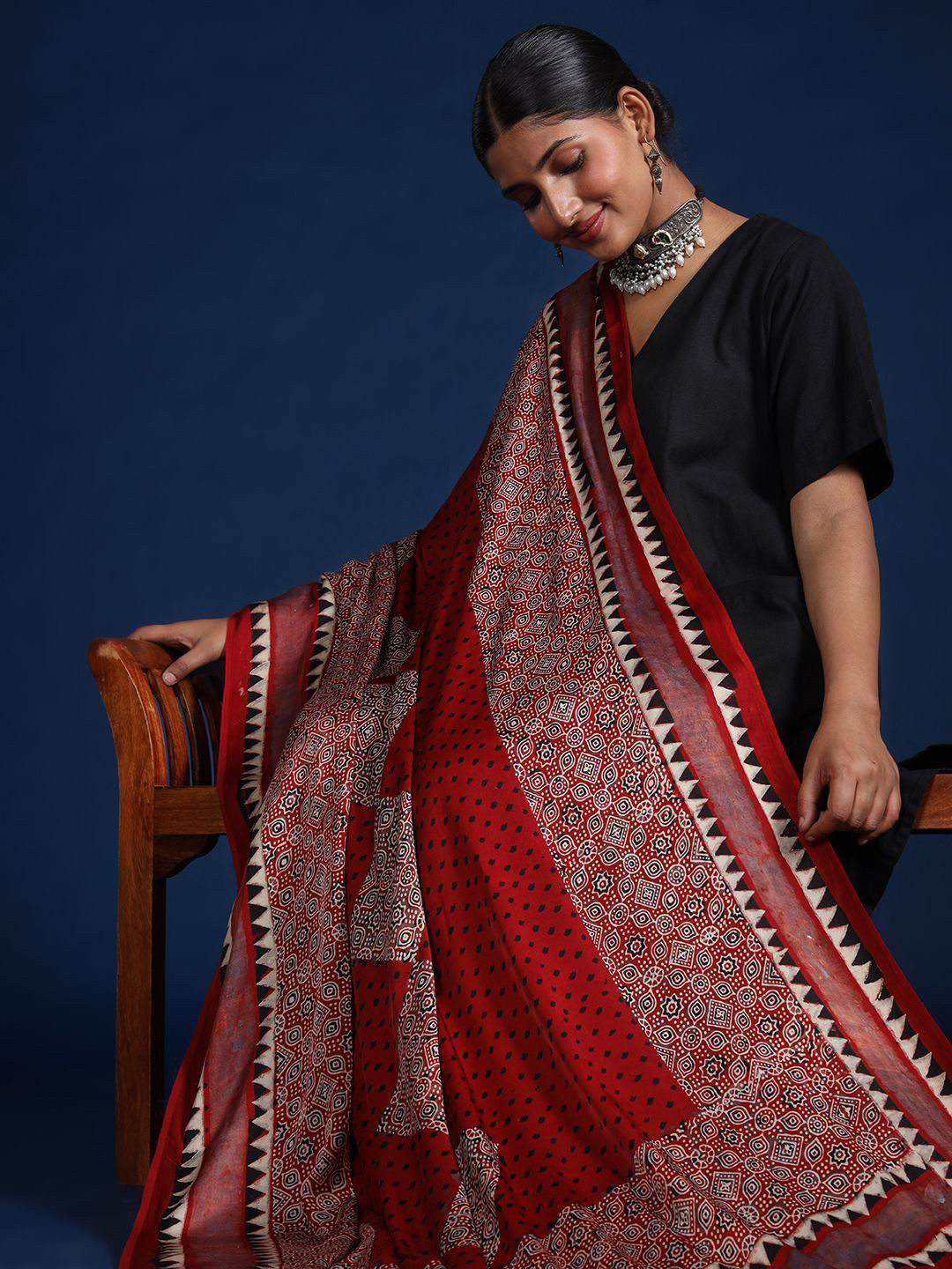 Taavi Block Printed Ajrakh Dupatta