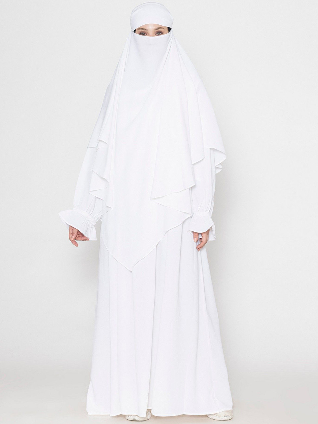 SANASH Collections Women Elasticated Sleeves With Khimar Burqa With Scarf
