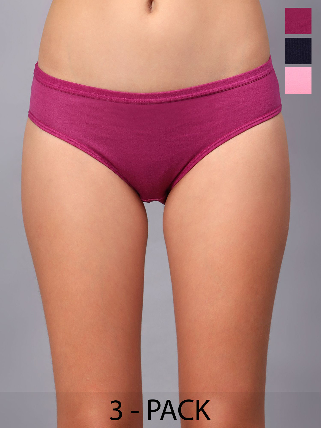 JJAAGG T Women 3 Pcs Mid-Rise Basic Briefs JAG-W-220-24