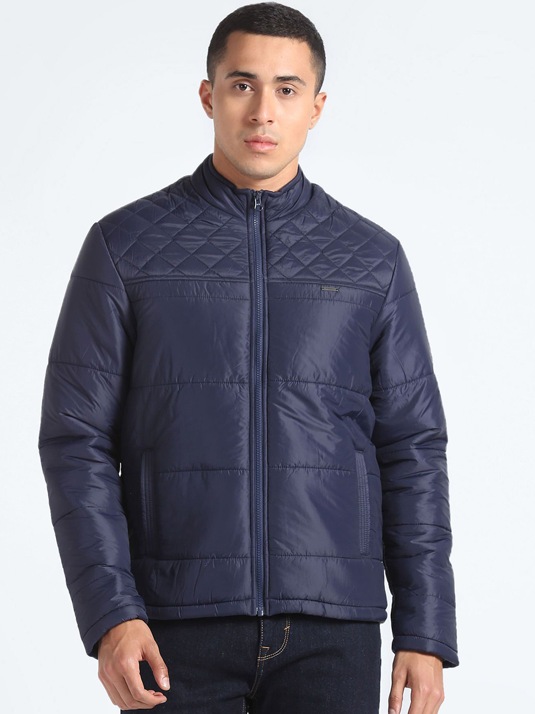 Flying Machine Men Checked Tailored Jacket with Patchwork