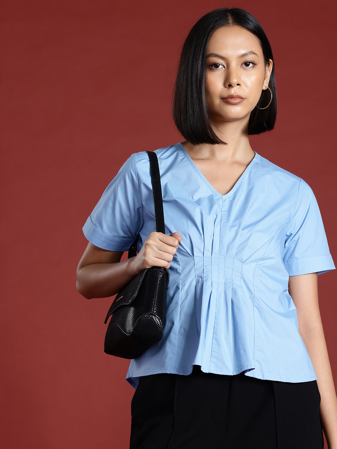 All About You Formals Pin Tucks Cotton High-Low Top