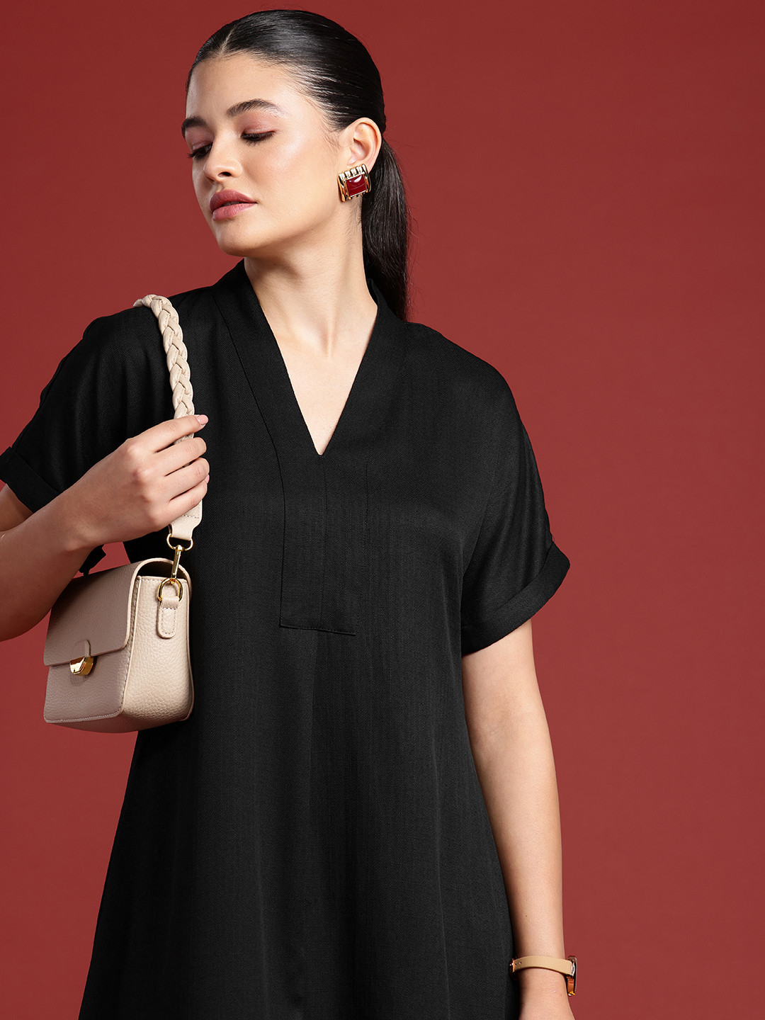 All About You Formals V-Neck Extended Sleeves A-Line Dress