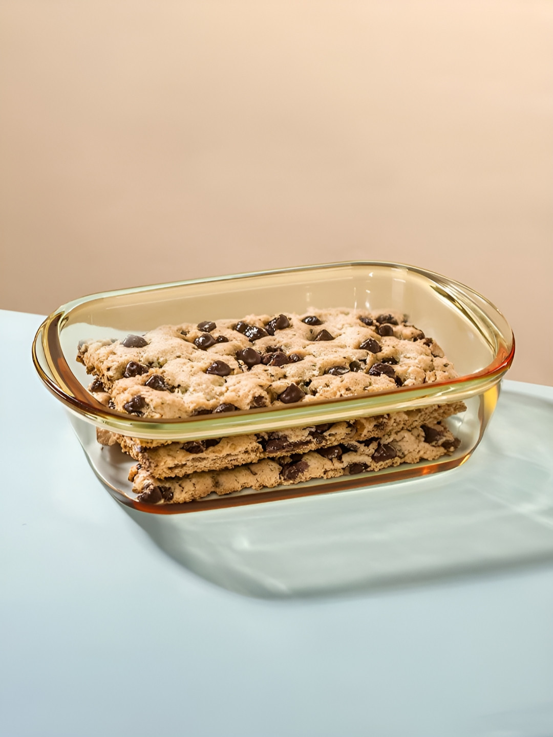 Kuber Industries Yellow Rectangular Borosilicate Glass Baking Serving Tray