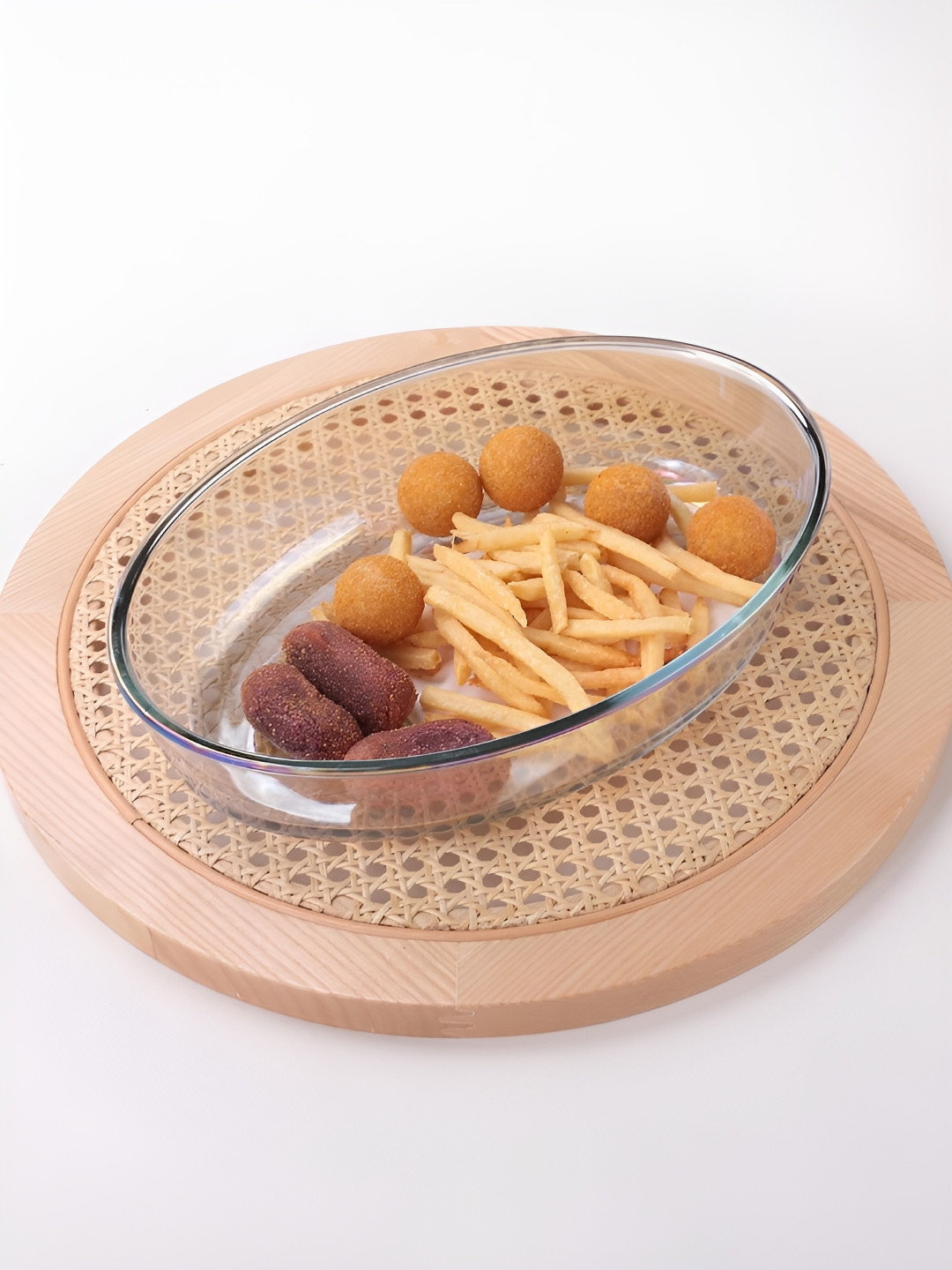 Kuber Industries Yellow Oval Borosilicate Glass Bakeware