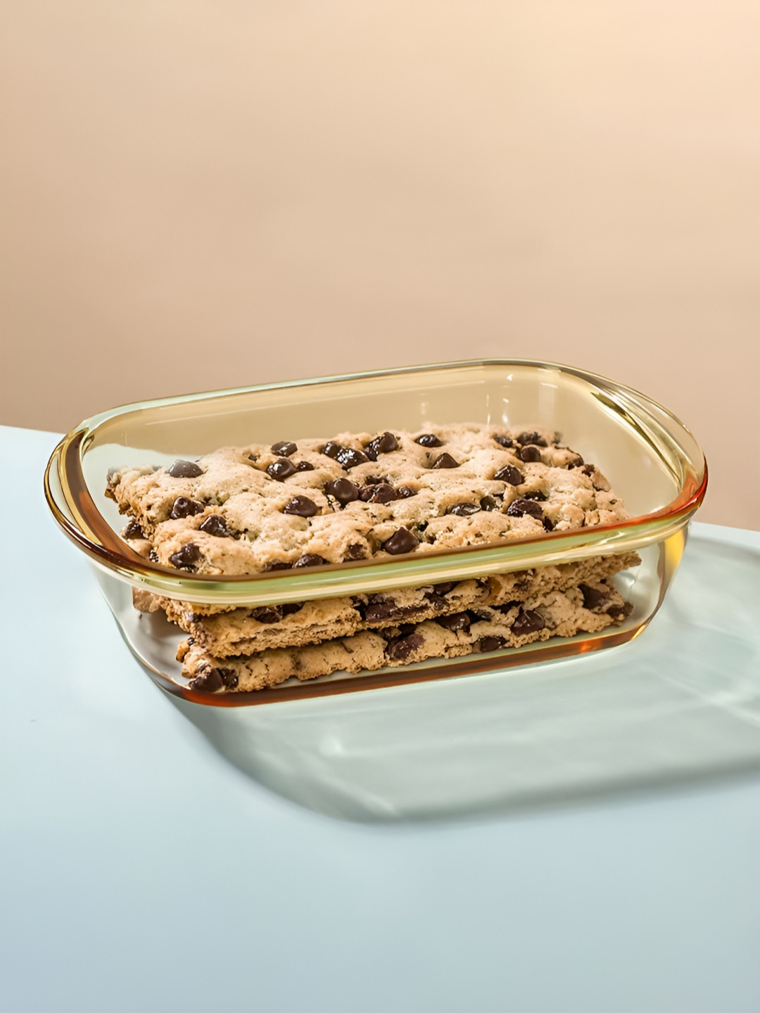 Kuber Industries Yellow Borosilicate Glass Baking Serving Tray