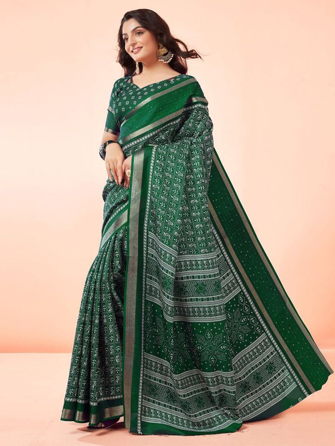 Sitanjali Warli Print Zari Woven Chanderi Saree