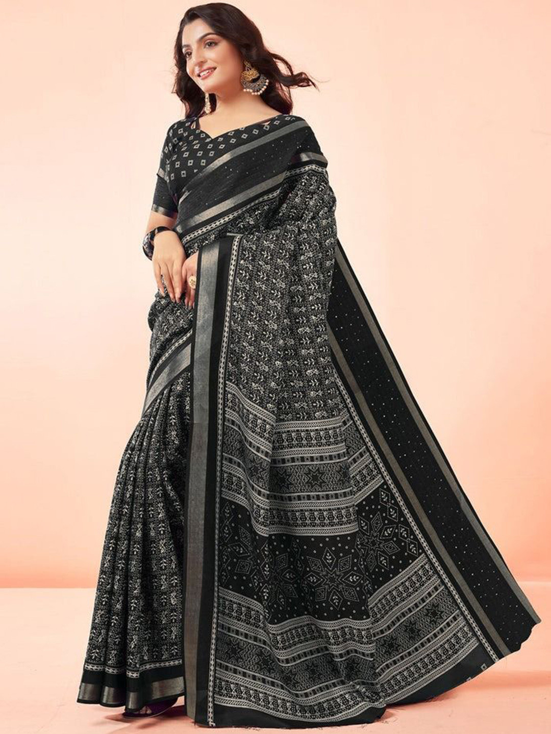 Sitanjali Warli Print Zari Woven Chanderi Saree