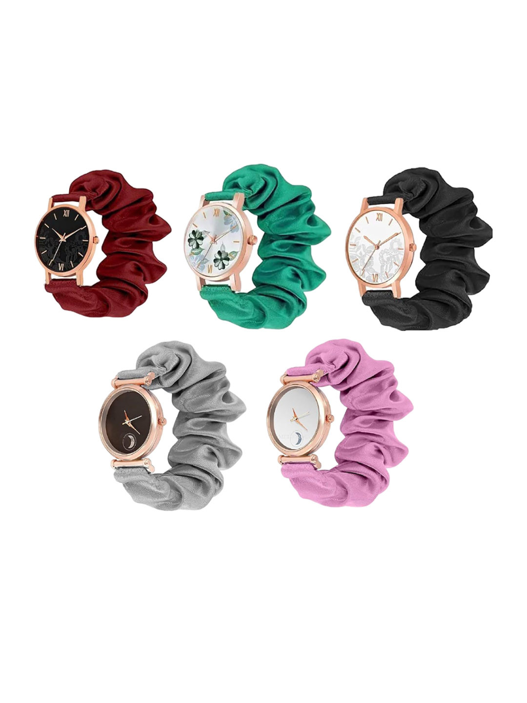 WATCHSTAR Women Analogue Scrunchies Watch multi colour scrunchies watch pack of 5