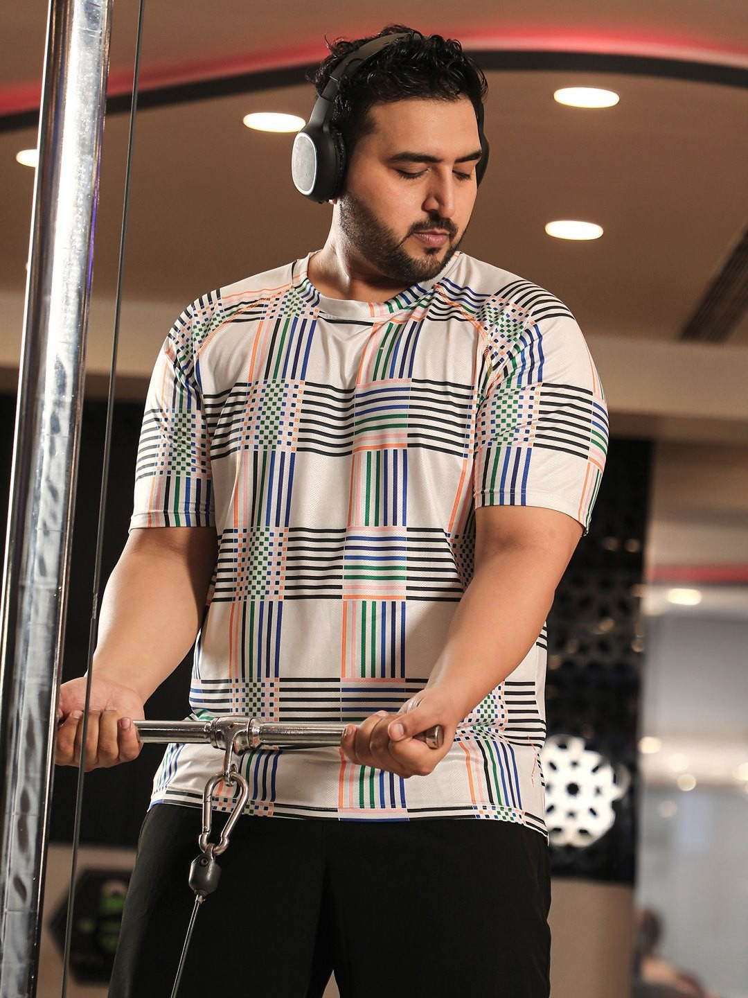 Instafab Plus Men Checks Printed Round Neck  Relaxed Fit T-shirt