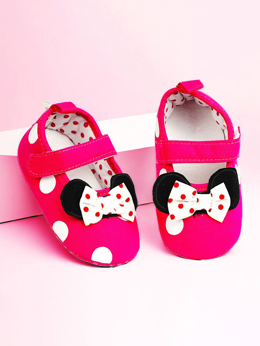Baby Moo Kids-Girls Polka Dot Print Cotton Booties