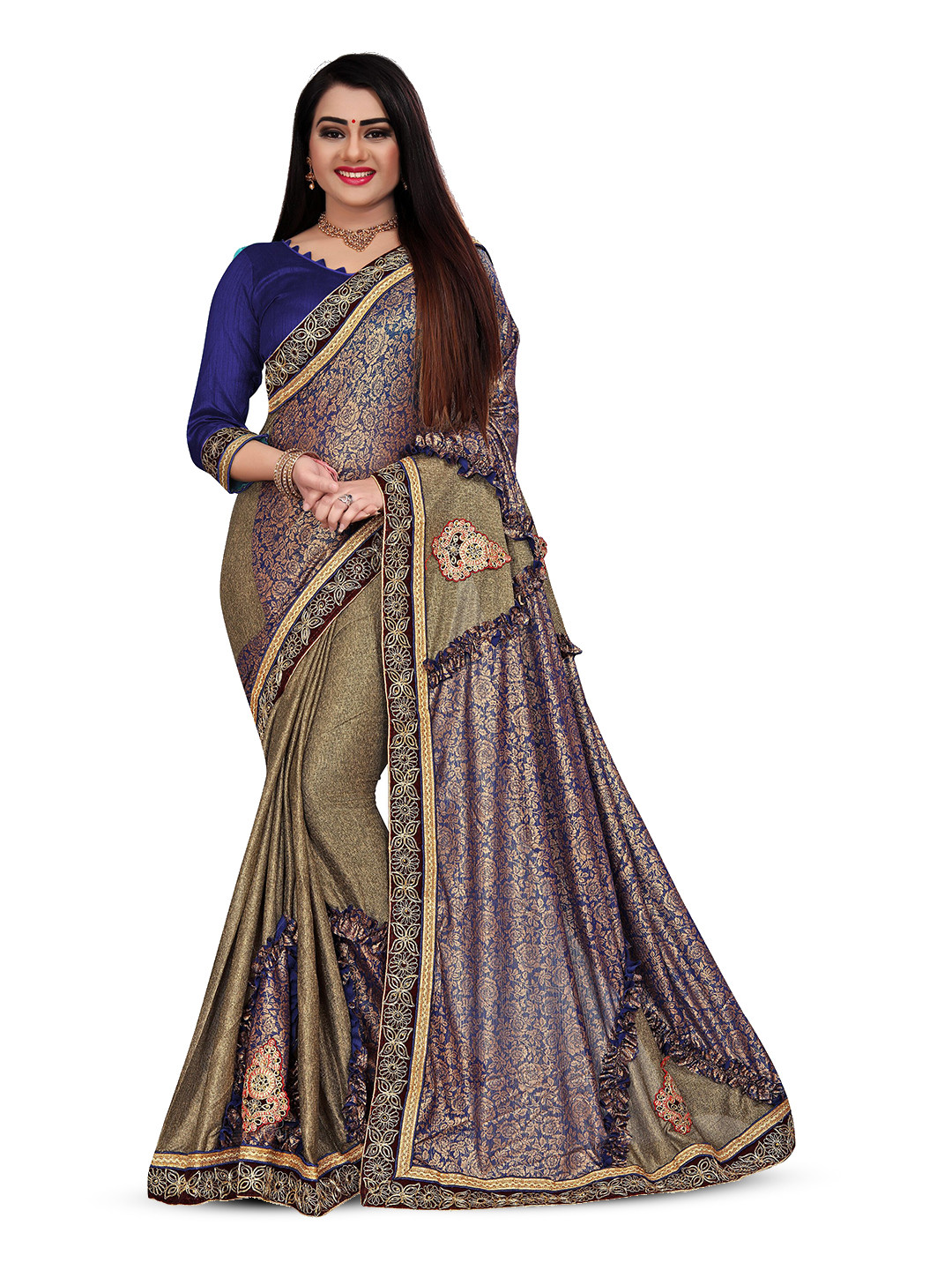 NV Patel Woven Design Embroidered Saree