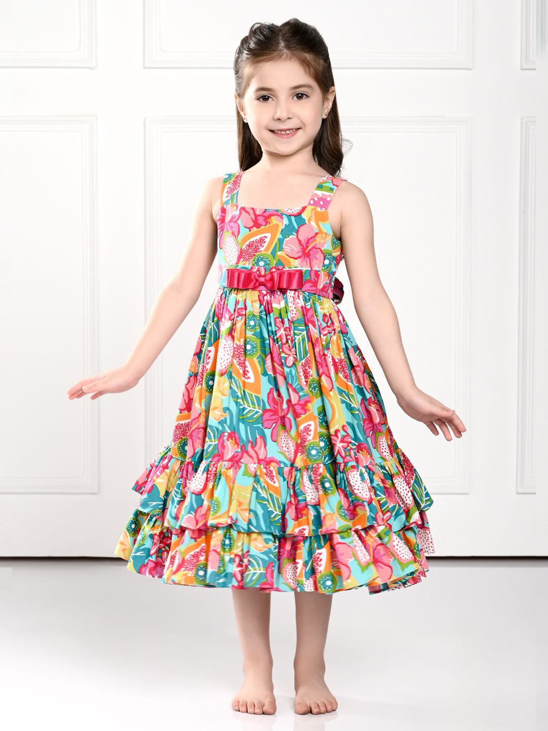 THE PONY & PEONY CO.  Girls Square Neck Fit and Flare Dress