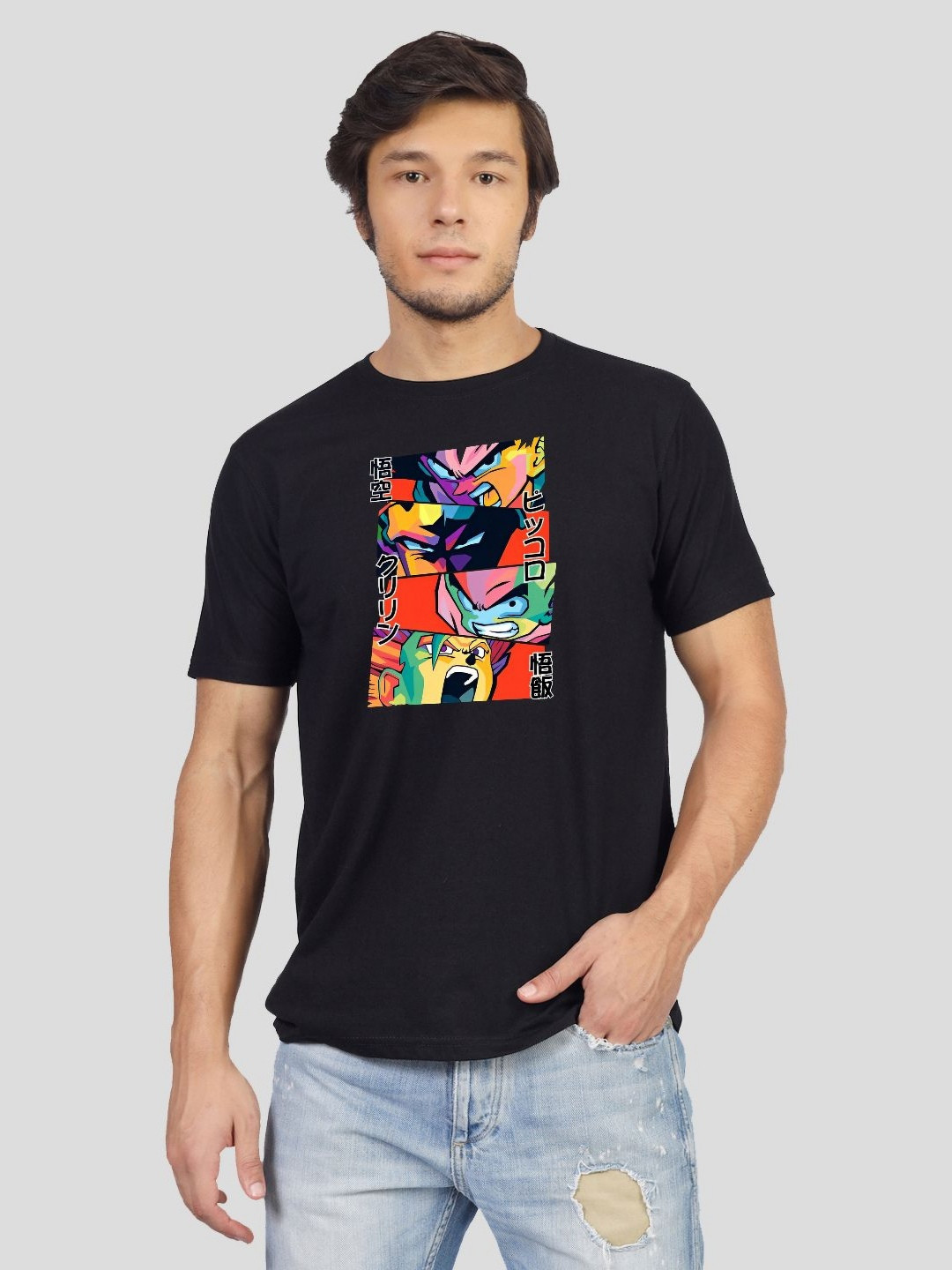 Greylongg Men Dragon Ball Z Graphic Printed Round Neck T-shirt