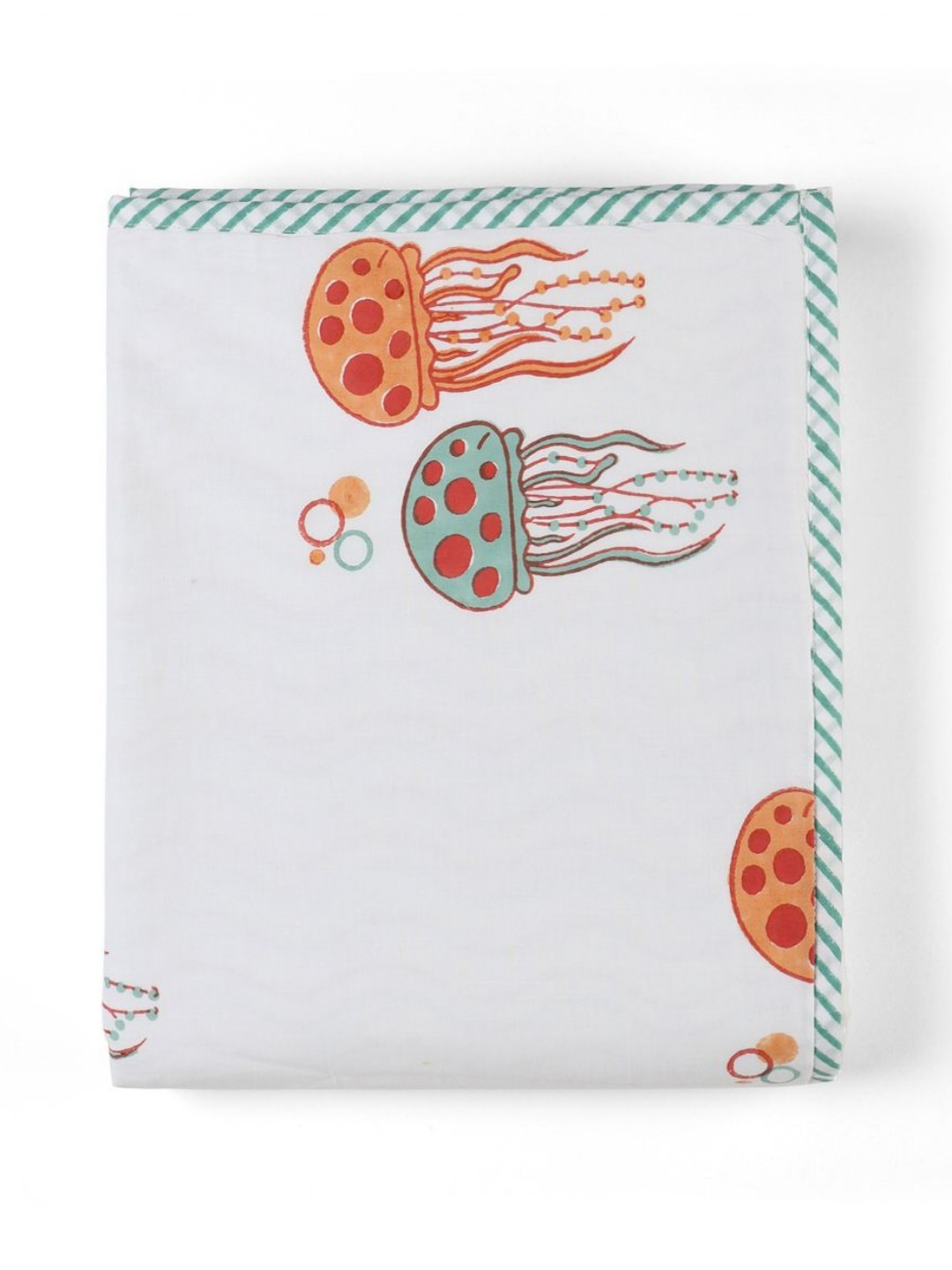 Eyaas Orange & White Abstract Printed Mulmul AC Room Single Bed Dohar