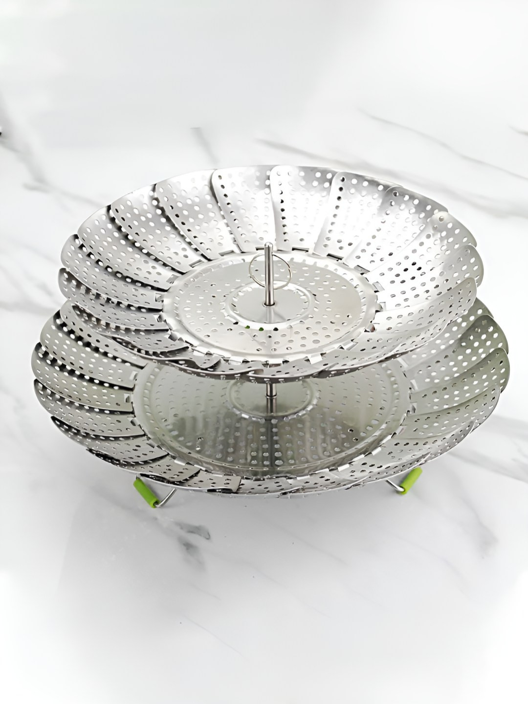 Kuber Industries Silver Toned Stainless Steel Double-Layer Food Steamer