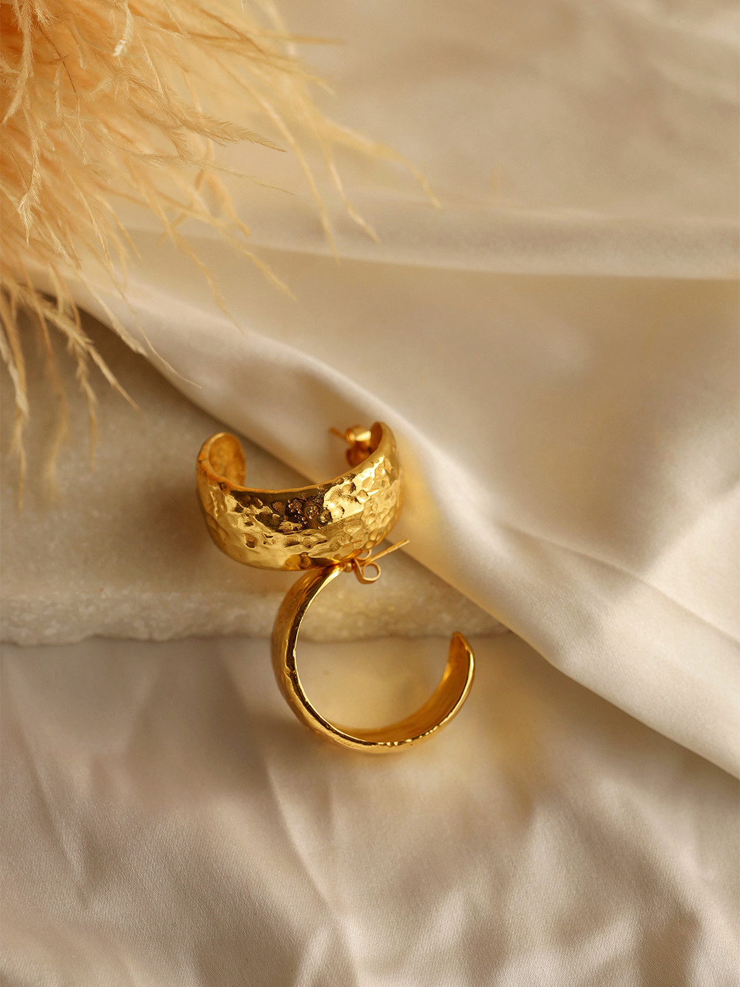 Pefectly Average Women 18K Gold Plated Bold Textured Hoops