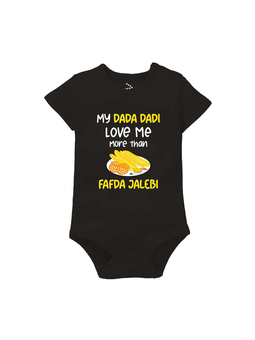 Zeezeezoo Infant Dada Dadi Loves Me More Than Fafda Jalebi Printed Pure Cotton Bodysuit