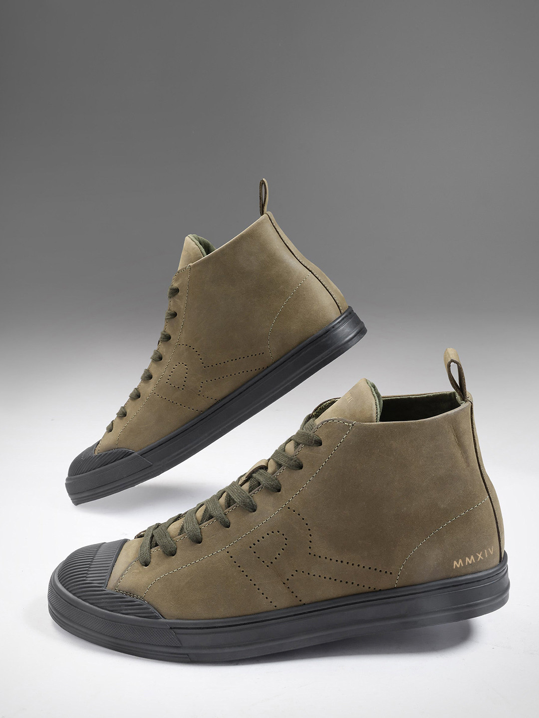 RARE RABBIT Men Leather High-Top Sneakers