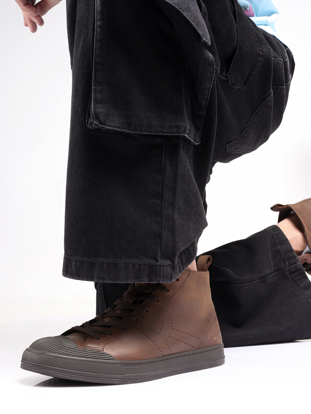 RARE RABBIT Men Leather High-Top Sneakers