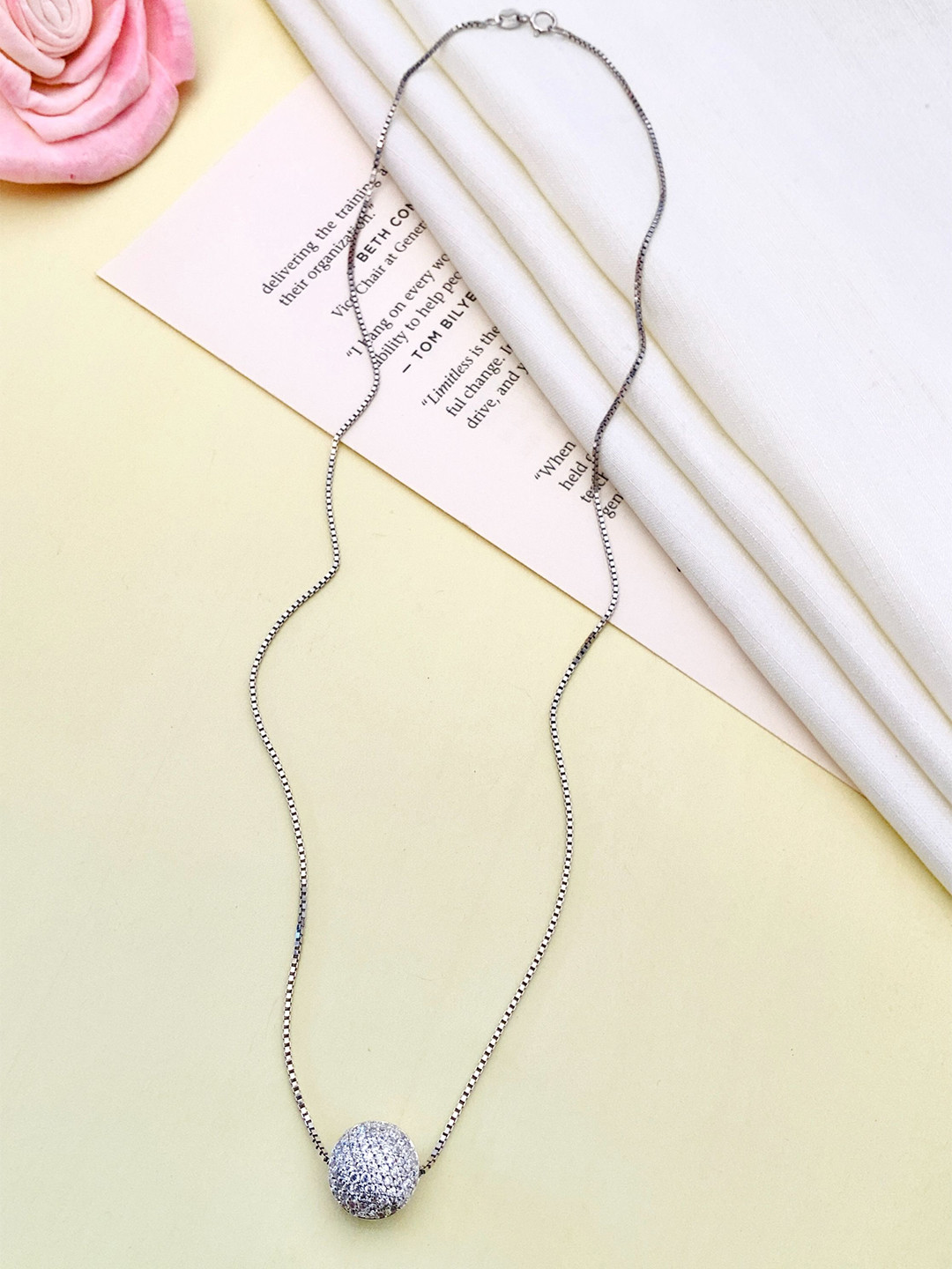 DURGA INTERNATIONAL 925 Sterling Silver American Diamond Studded Chain