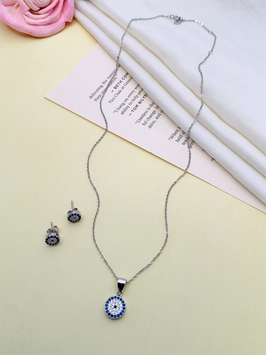 DURGA INTERNATIONAL 925 Sterling Silver Stone Studded Jewellery Set