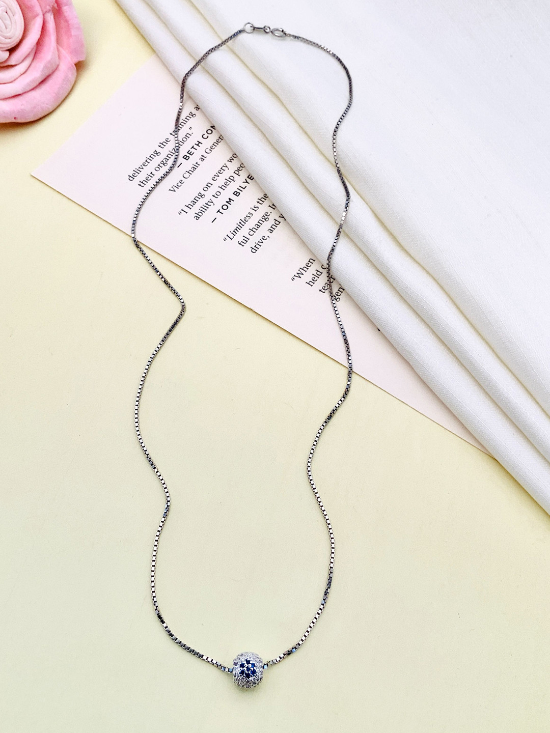 DURGA INTERNATIONAL 925 Sterling Silver American Diamond Studded Chain