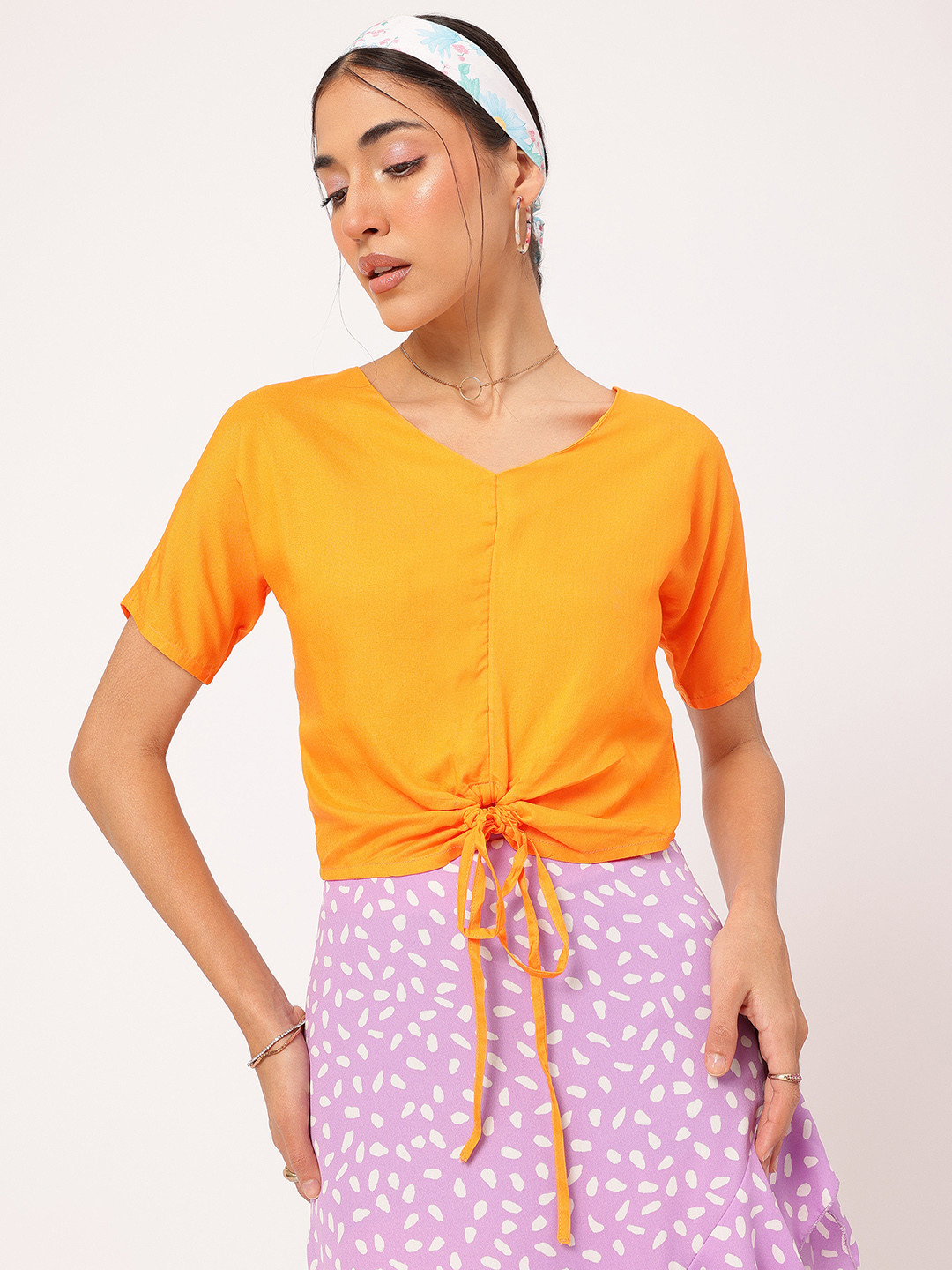 DressBerry Tie-Up Hem Blouson Top