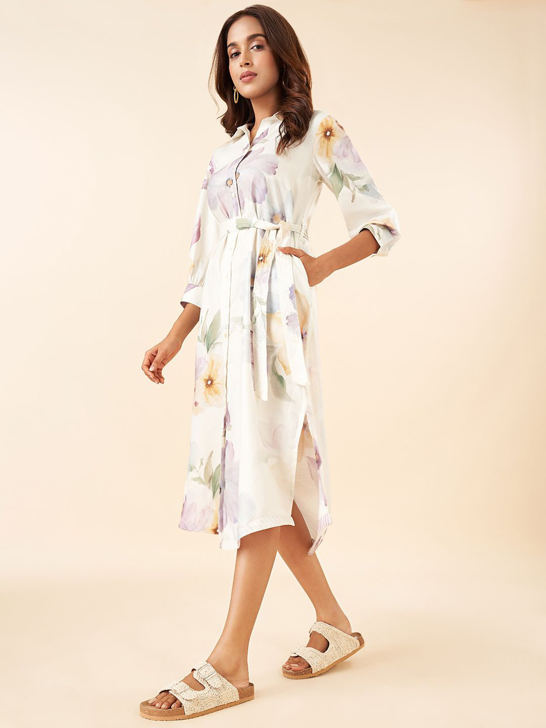 AKKRITI BY PANTALOONS Women Floral Print A-Line Midi Dress