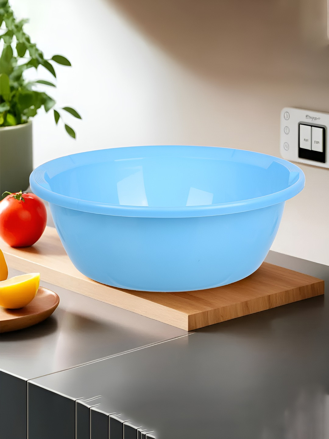 Kuber Industries Blue & Brown 3 Pieces Odor Free Fruit & Vegetable Basket 12 Ltr