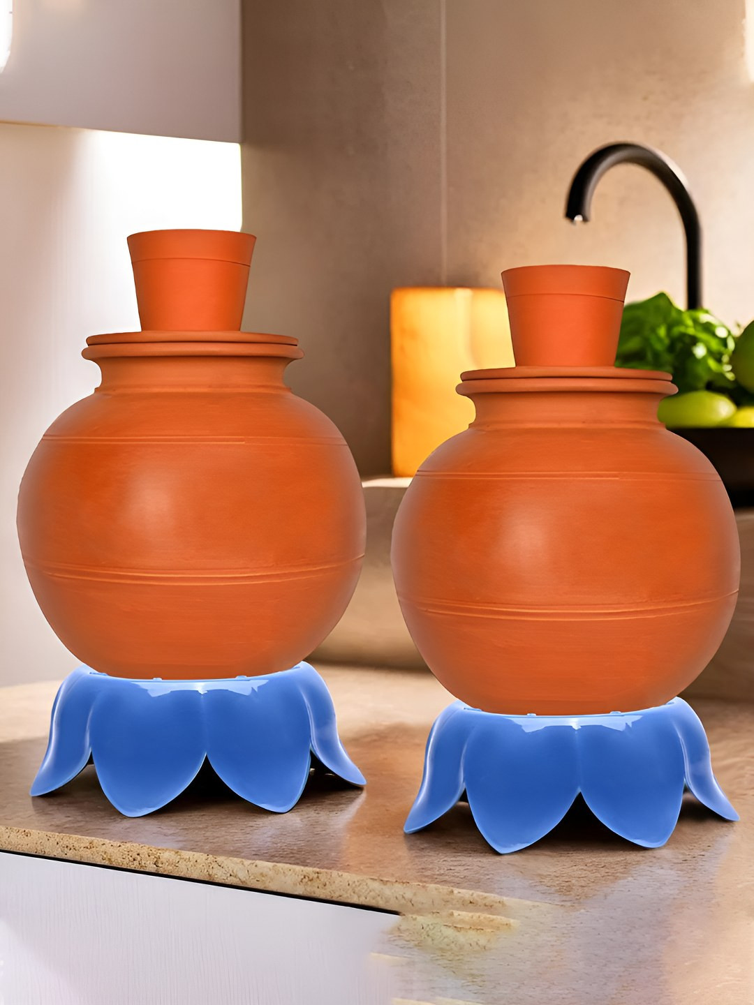 Kuber Industries Blue 2 Pieces Matka Stand