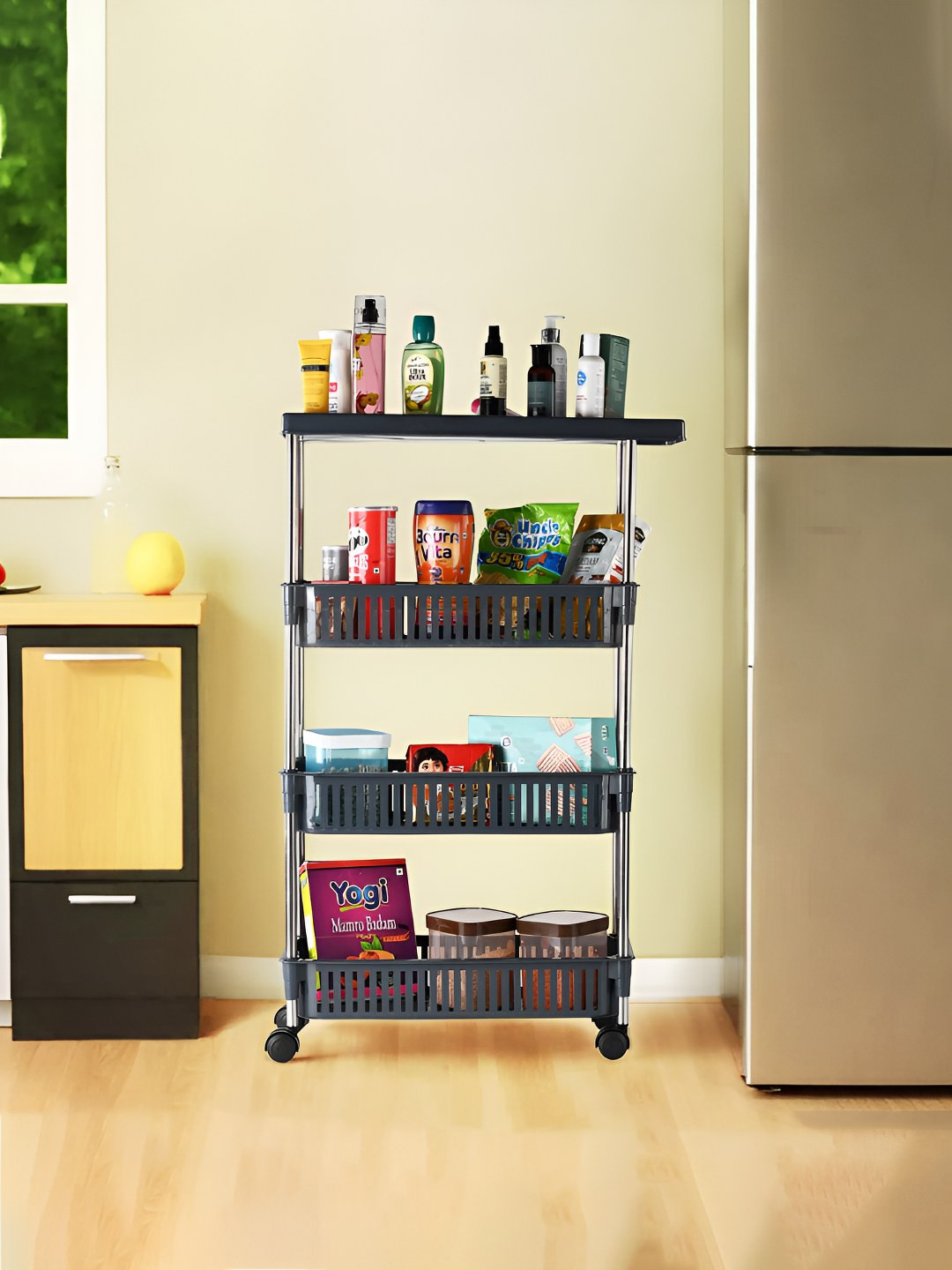 Kuber Industries Grey 4 Layer Storage Dish rack