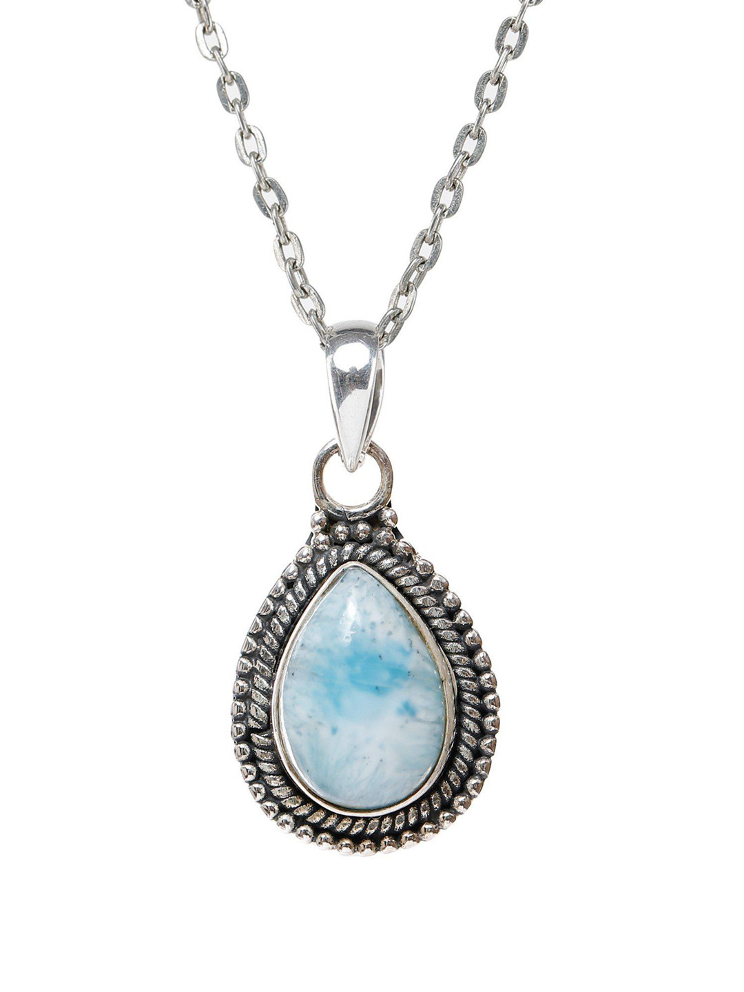 Exotic India Amazonite Stone Sterling Silver Studded Pendant