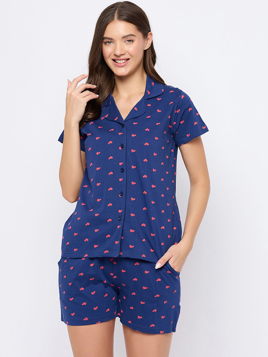 Clovia Women Cotton Printed Night suits